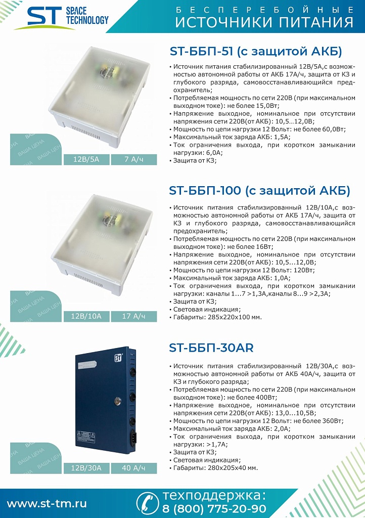 Блок бесперебойного питания ST-ББП-51 с защитой АКБ